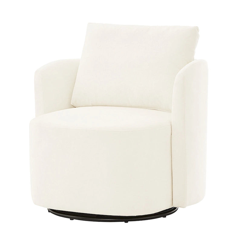 Fauteuil pivotant à 360°, fauteuil d'appoint tonneau de 29,9 pouces, fauteuil-canapé pivotant rembourré au design incurvé