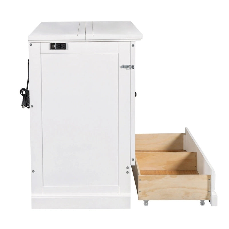 Lit escamotable de style campagnard, commode cubique convertible gain de place avec grands tiroirs et station de recharge, lit plateforme pliable