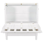 Lit escamotable de style campagnard, commode cubique convertible gain de place avec grands tiroirs et station de recharge, lit plateforme pliable