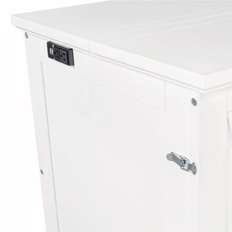 Lit escamotable de style campagnard, commode cubique convertible gain de place avec grands tiroirs et station de recharge, lit plateforme pliable