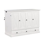 Lit escamotable de style campagnard, commode cubique convertible gain de place avec grands tiroirs et station de recharge, lit plateforme pliable