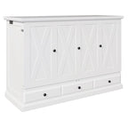 Lit escamotable de style campagnard, commode cubique convertible gain de place avec grands tiroirs et station de recharge, lit plateforme pliable