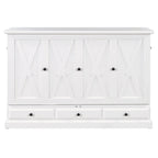 Lit escamotable de style campagnard, commode cubique convertible gain de place avec grands tiroirs et station de recharge, lit plateforme pliable