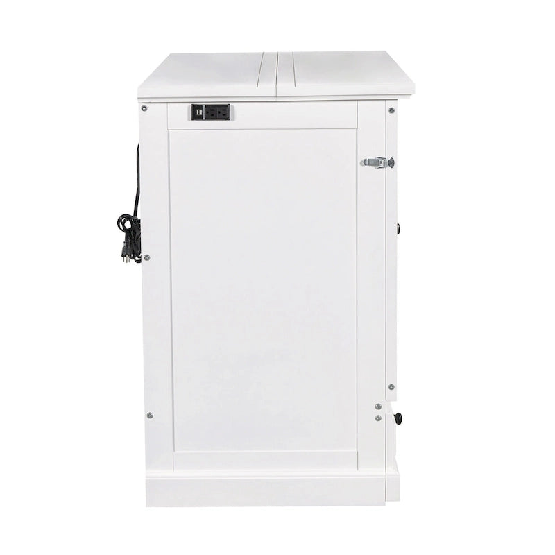 Lit escamotable de style campagnard, commode cubique convertible gain de place avec grands tiroirs et station de recharge, lit plateforme pliable