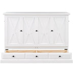 Lit escamotable de style campagnard, commode cubique convertible gain de place avec grands tiroirs et station de recharge, lit plateforme pliable
