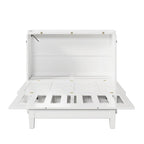 Lit escamotable de style campagnard, commode cubique convertible gain de place avec grands tiroirs et station de recharge, lit plateforme pliable