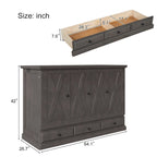 Lit escamotable de style campagnard, commode cubique convertible gain de place avec grands tiroirs et station de recharge, lit plateforme pliable