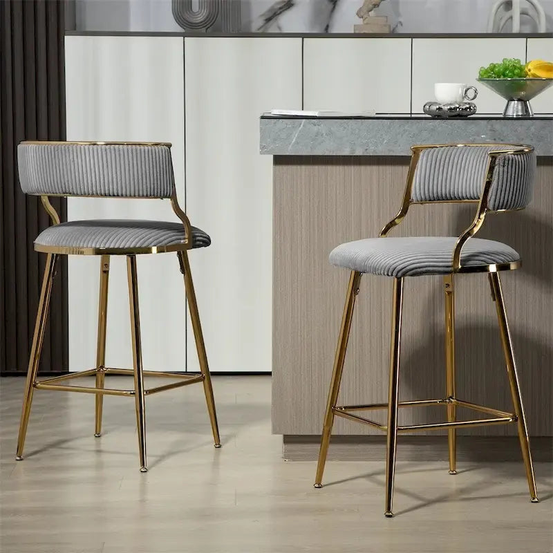 Tabourets de bar de hauteur comptoir en velours côtelé pour îlot de cuisine (lot de 2)