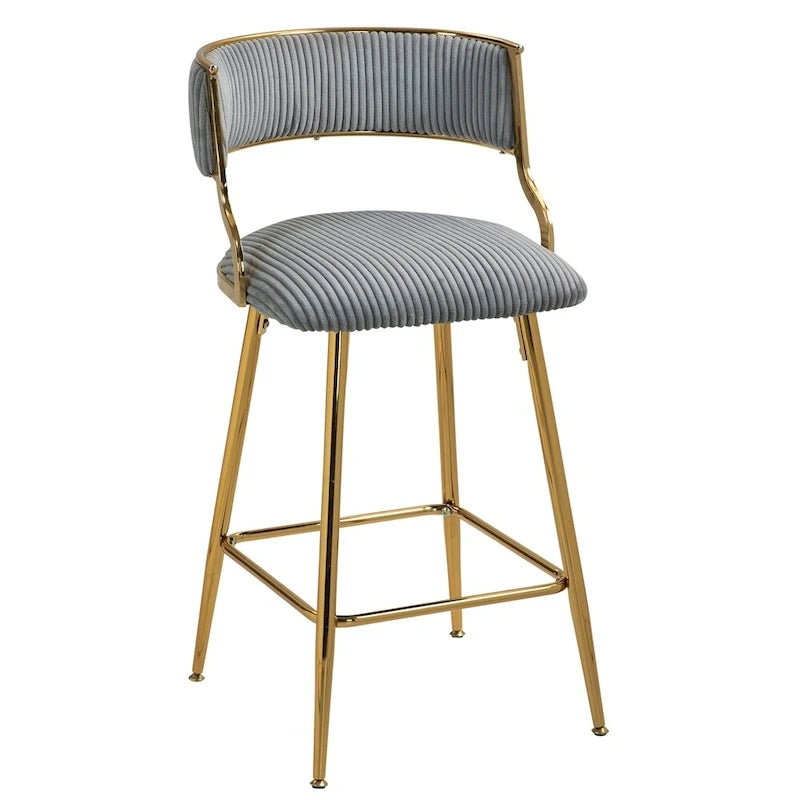 Tabourets de bar de hauteur comptoir en velours côtelé pour îlot de cuisine (lot de 2)