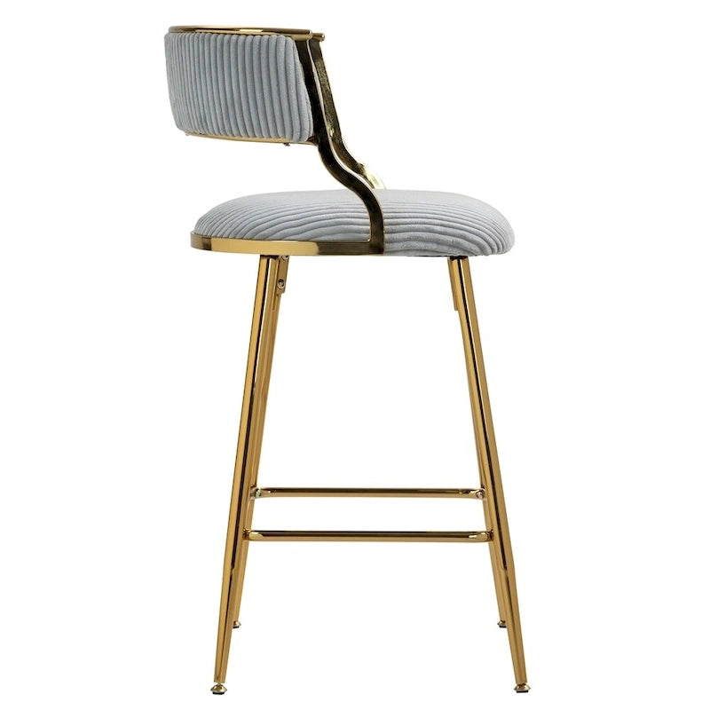 Tabourets de bar de hauteur comptoir en velours côtelé pour îlot de cuisine (lot de 2)