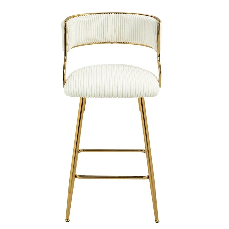 Tabourets de bar de hauteur comptoir en velours côtelé pour îlot de cuisine (lot de 2)