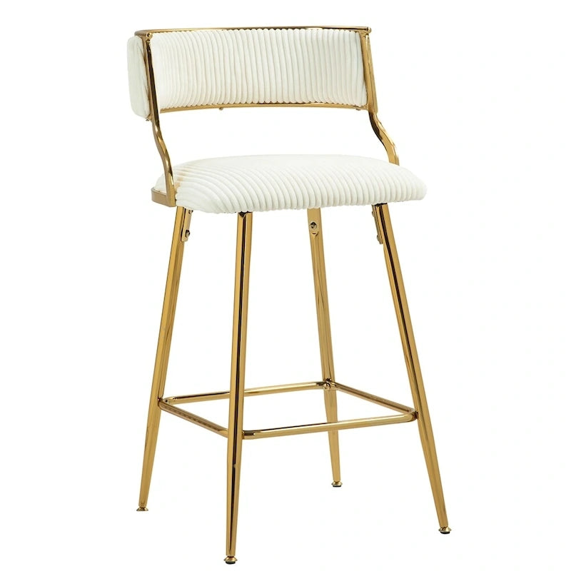 Tabourets de bar de hauteur comptoir en velours côtelé pour îlot de cuisine (lot de 2)