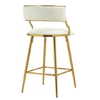 Tabourets de bar de hauteur comptoir en velours côtelé pour îlot de cuisine (lot de 2)