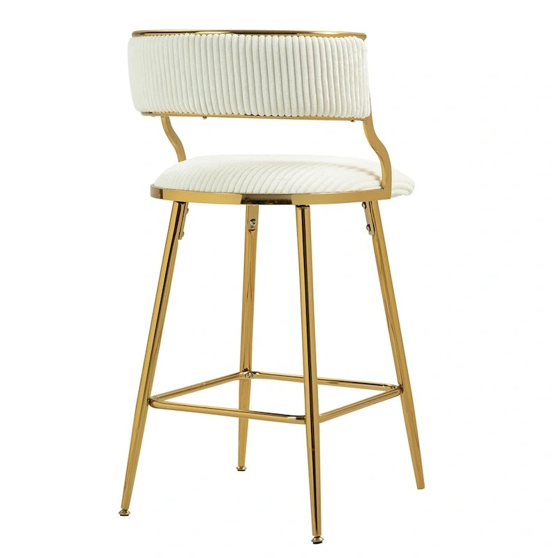 Tabourets de bar de hauteur comptoir en velours côtelé pour îlot de cuisine (lot de 2)
