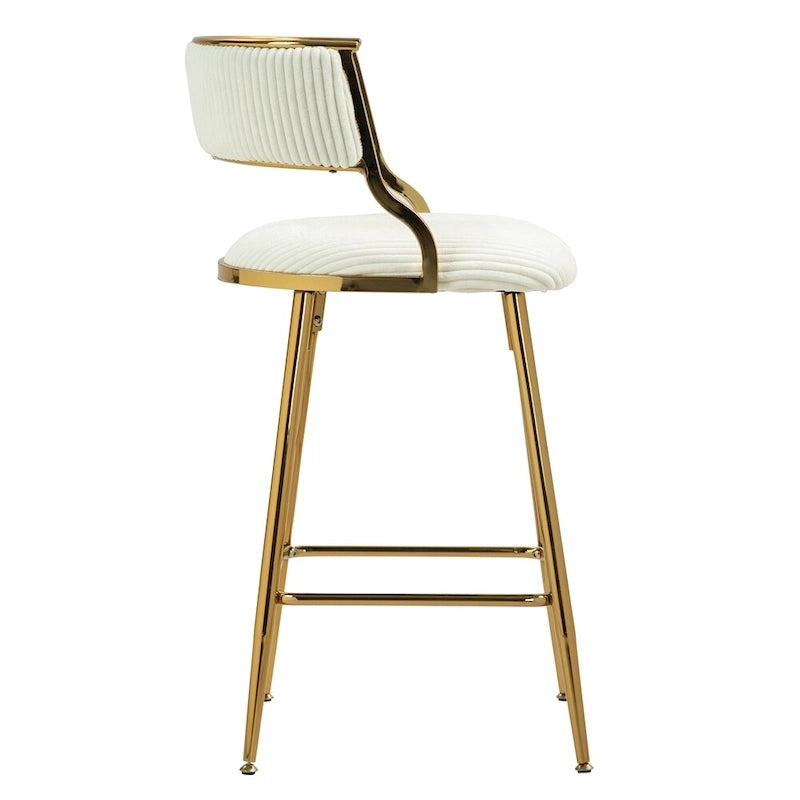 Tabourets de bar de hauteur comptoir en velours côtelé pour îlot de cuisine (lot de 2)