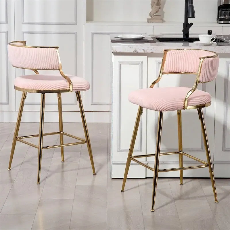 Tabourets de bar de hauteur comptoir en velours côtelé pour îlot de cuisine (lot de 2)