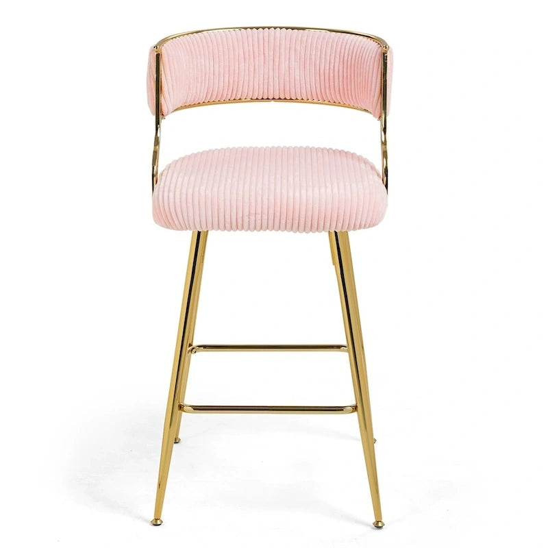 Tabourets de bar de hauteur comptoir en velours côtelé pour îlot de cuisine (lot de 2)