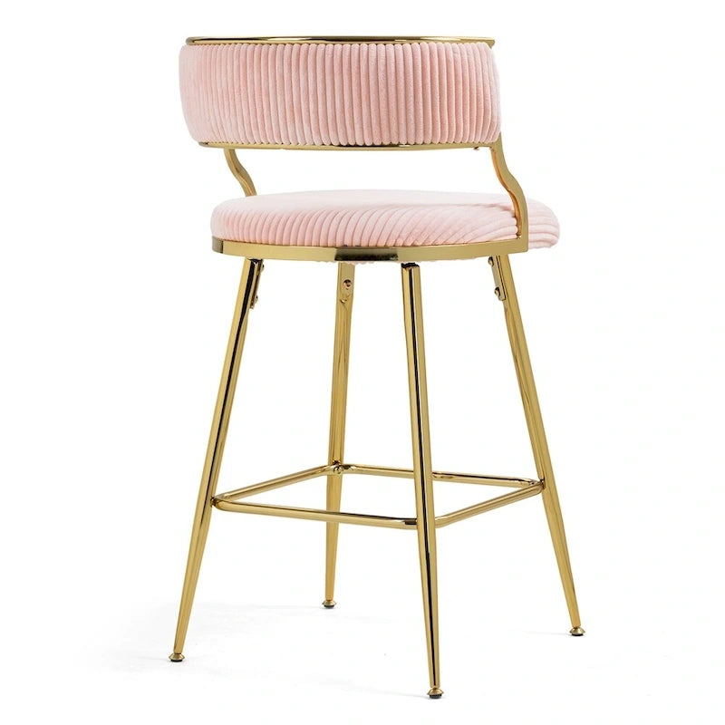 Tabourets de bar de hauteur comptoir en velours côtelé pour îlot de cuisine (lot de 2)