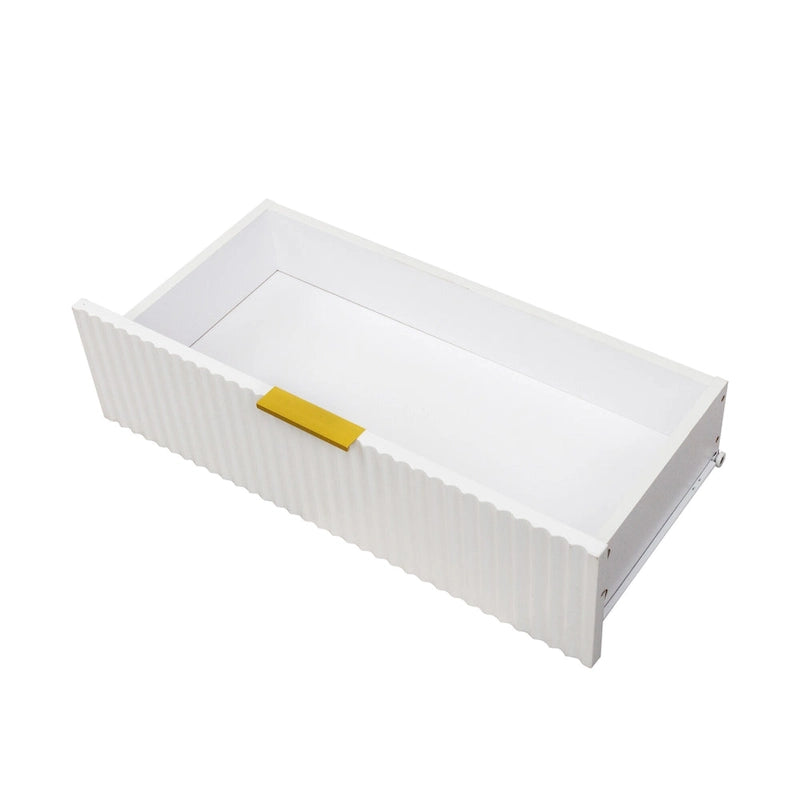 Meuble TV moderne blanc chaud avec 2 placards de rangement et 2 tiroirs à fermeture douce pour appartements et salons