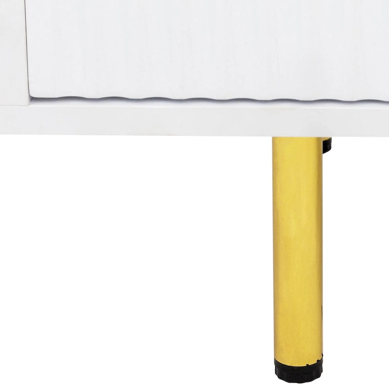 Meuble TV moderne blanc chaud avec 2 placards de rangement et 2 tiroirs à fermeture douce pour appartements et salons