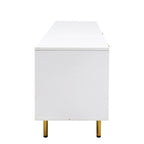 Meuble TV moderne blanc chaud avec 2 placards de rangement et 2 tiroirs à fermeture douce pour appartements et salons