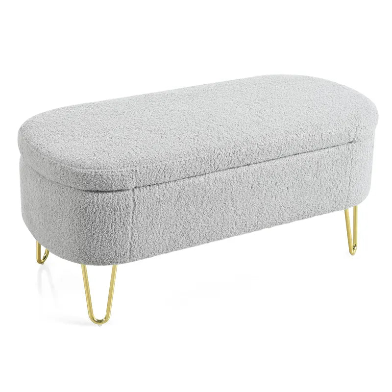 Banc de rangement ovale pour salon, chambre, bout de lit