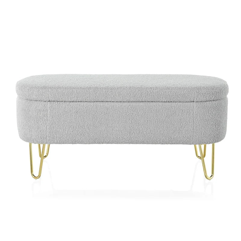 Banc de rangement ovale pour salon, chambre, bout de lit
