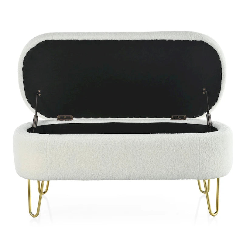 Banc de rangement ovale pour salon, chambre, bout de lit