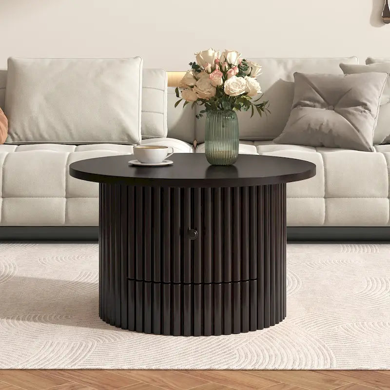 Table basse en MDF de 30,5 cm avec tiroir et piètement à lattes