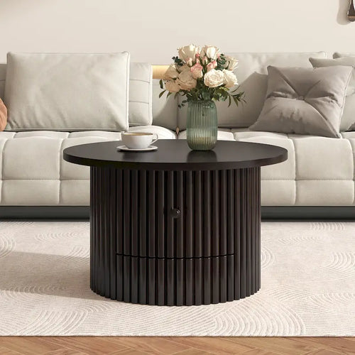 Table basse en MDF de 30,5 cm avec tiroir et piètement à lattes