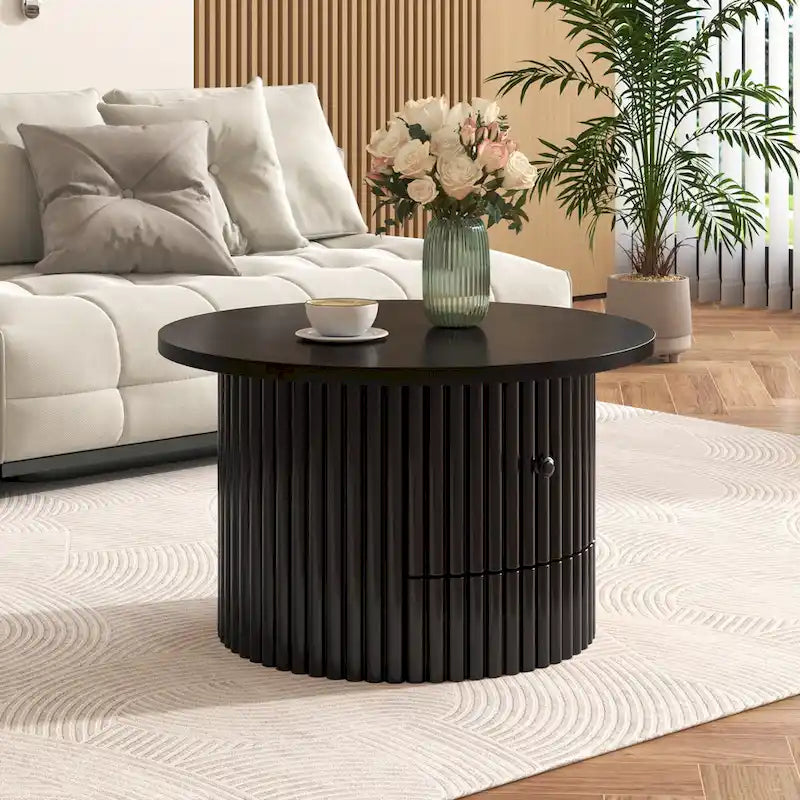 Table basse en MDF de 30,5 cm avec tiroir et piètement à lattes