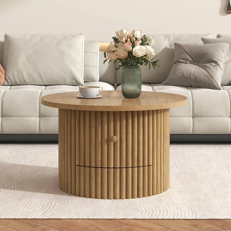 Table basse en MDF de 30,5 cm avec tiroir et piètement à lattes