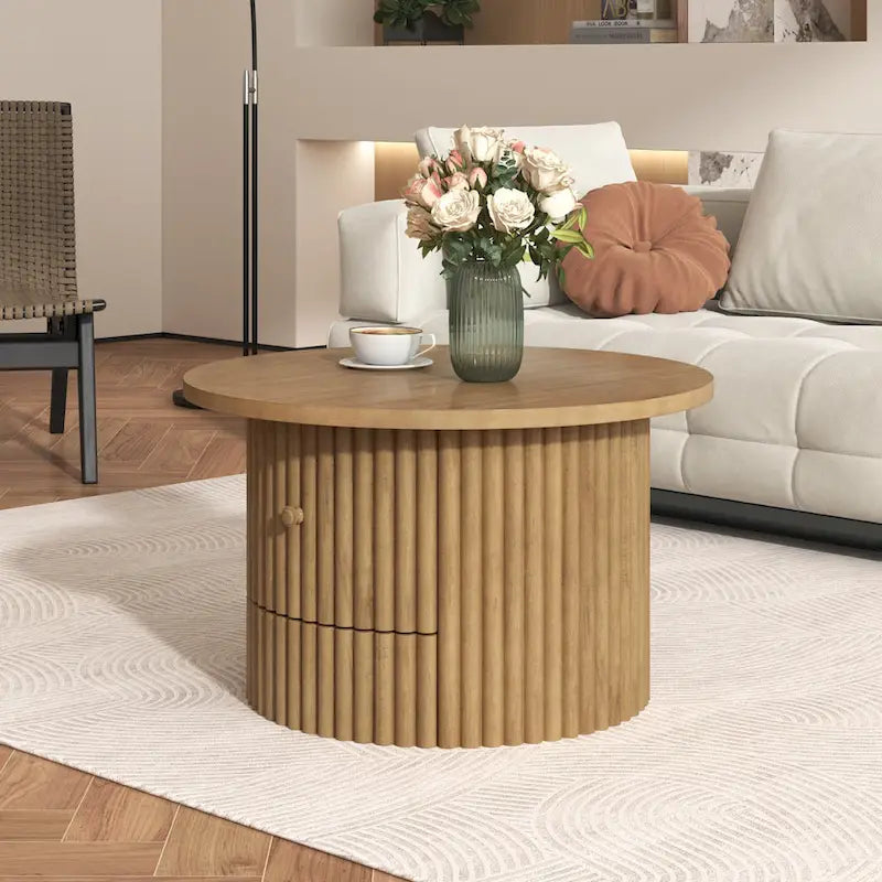 Table basse en MDF de 30,5 cm avec tiroir et piètement à lattes