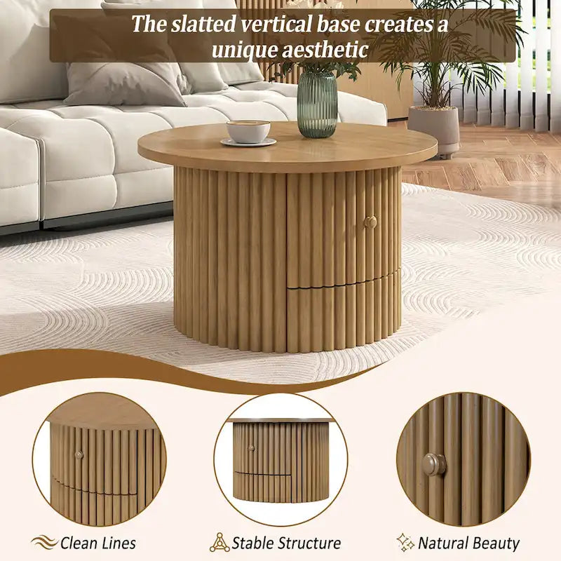 Table basse en MDF de 30,5 cm avec tiroir et piètement à lattes
