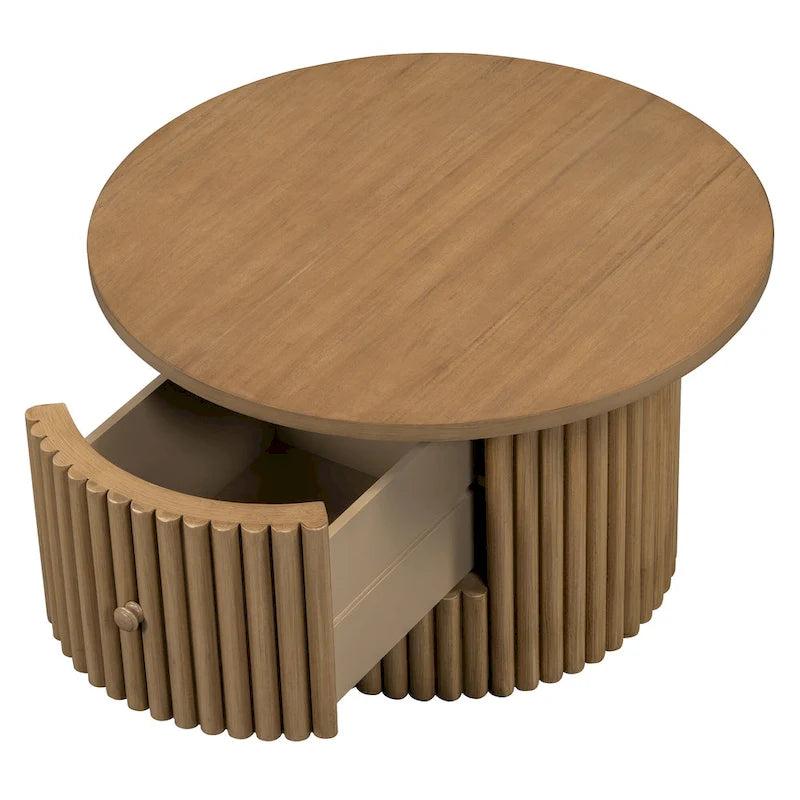 Table basse en MDF de 30,5 cm avec tiroir et piètement à lattes