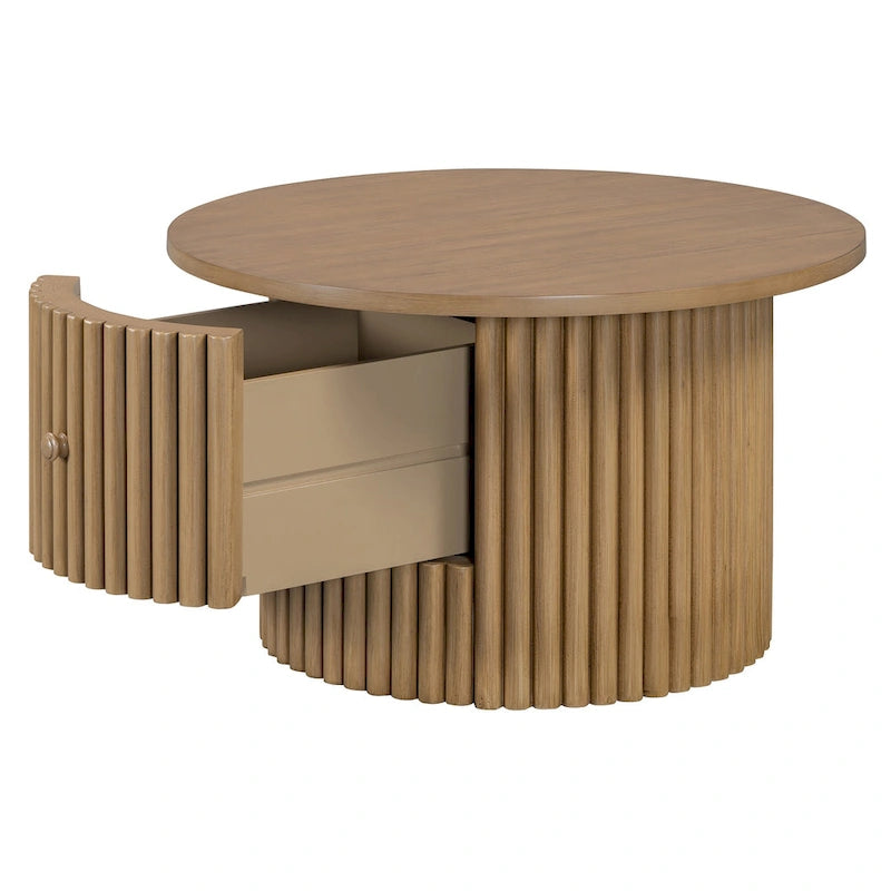 Table basse en MDF de 30,5 cm avec tiroir et piètement à lattes