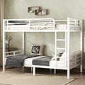 Lit superposé en métal pour adolescents et adultes (deux lits simples XL superposés), gain de place, insonorisé, sans sommier, blanc.