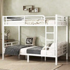 Lit superposé en métal pour adolescents et adultes (deux lits simples XL superposés), gain de place, insonorisé, sans sommier, blanc.