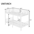 Lit superposé en métal pour adolescents et adultes (deux lits simples XL superposés), gain de place, insonorisé, sans sommier, blanc.