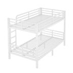 Lit superposé en métal pour adolescents et adultes (deux lits simples XL superposés), gain de place, insonorisé, sans sommier, blanc.