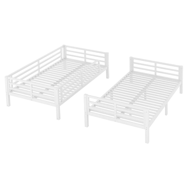 Lit superposé en métal pour adolescents et adultes (deux lits simples XL superposés), gain de place, insonorisé, sans sommier, blanc.