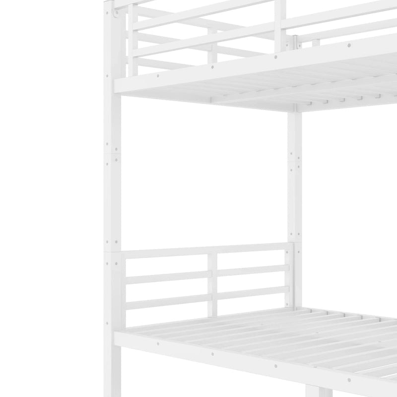 Lit superposé en métal pour adolescents et adultes (deux lits simples XL superposés), gain de place, insonorisé, sans sommier, blanc.