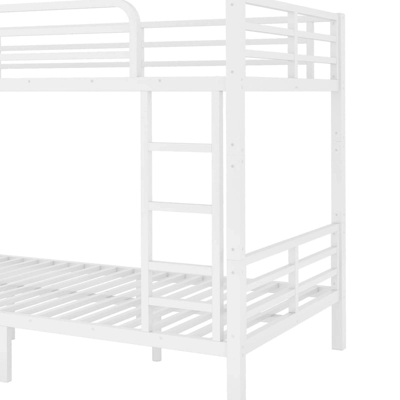 Lit superposé en métal pour adolescents et adultes (deux lits simples XL superposés), gain de place, insonorisé, sans sommier, blanc.