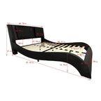 Lit plateforme rembourré en similicuir, format Queen, avec éclairage LED et sommier à lattes en bois.