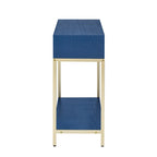 Console rétro en MDF de 45,5 cm avec détails dorés, 2 tiroirs de rangement et motif géométrique