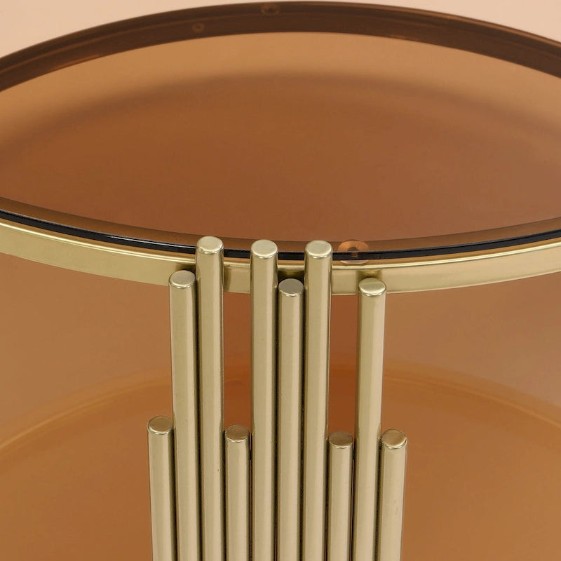 Table basse en verre trempé de 31,5 pouces avec design asymétrique en métal et étagère inférieure