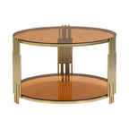 Table basse en verre trempé de 31,5 pouces avec design asymétrique en métal et étagère inférieure