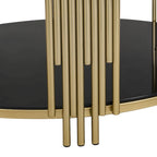 Table basse en verre trempé de 31,5 pouces avec design asymétrique en métal et étagère inférieure