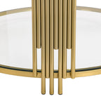 Table basse en verre trempé de 31,5 pouces avec design asymétrique en métal et étagère inférieure