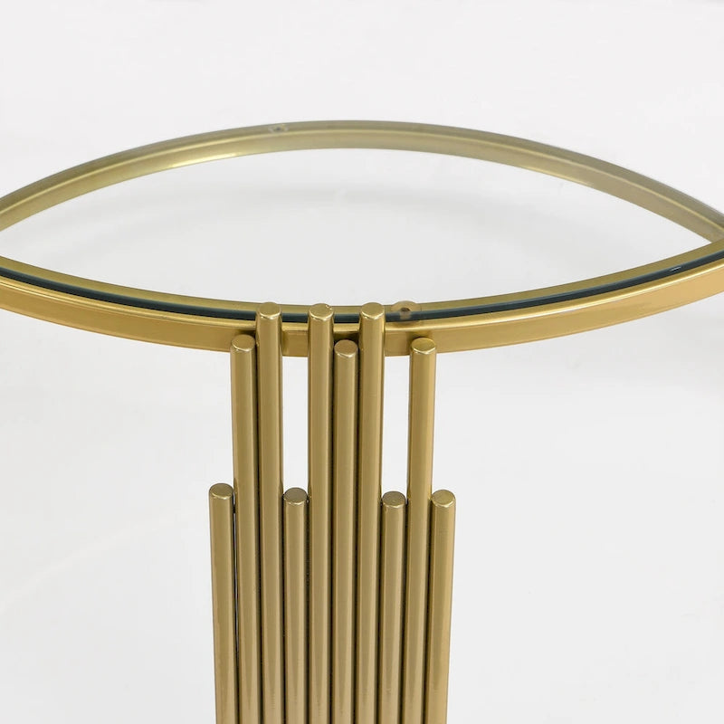 Table basse en verre trempé de 31,5 pouces avec design asymétrique en métal et étagère inférieure